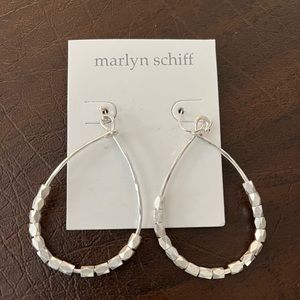 Marilyn Schiff Terry Beaded Wire Teardrop silver earrings